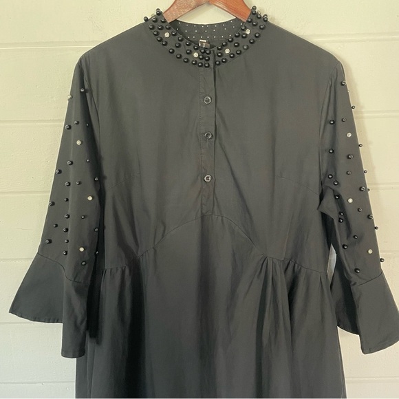 N by Nancy Black Midi 3/4 Sleeve Bedazzled Plus Size High Low Dress 2XL - Picture 10 of 15